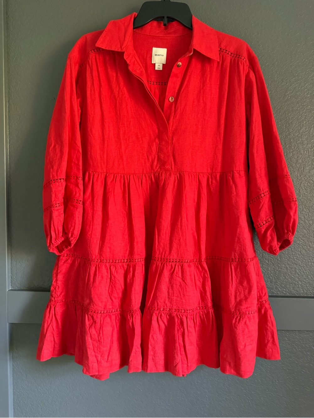 maeve Tiered Mini Dress in Red Size XS